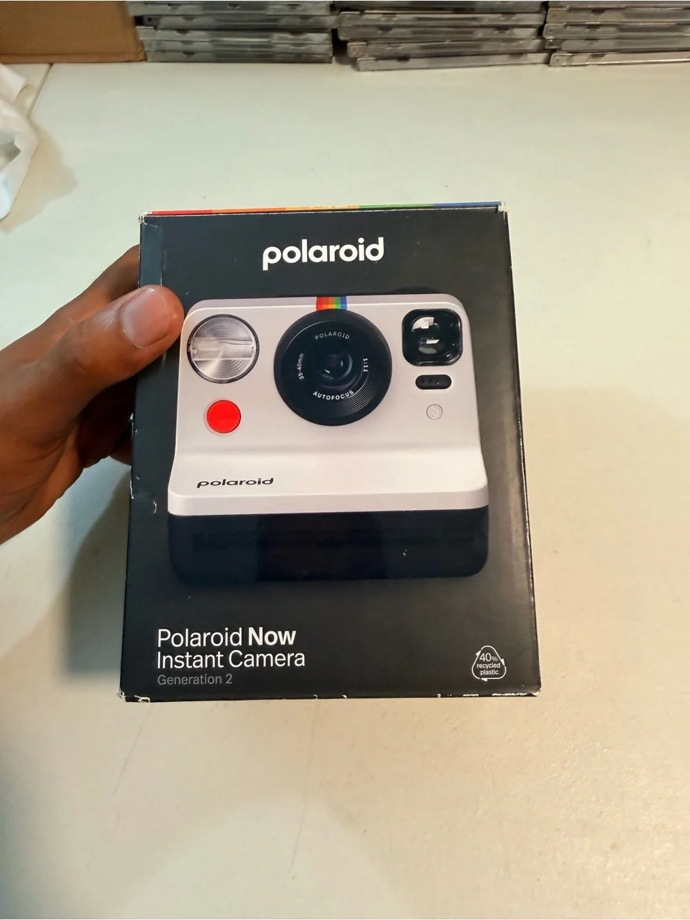 Polaroid Now Instant Camera - White with Red Accent